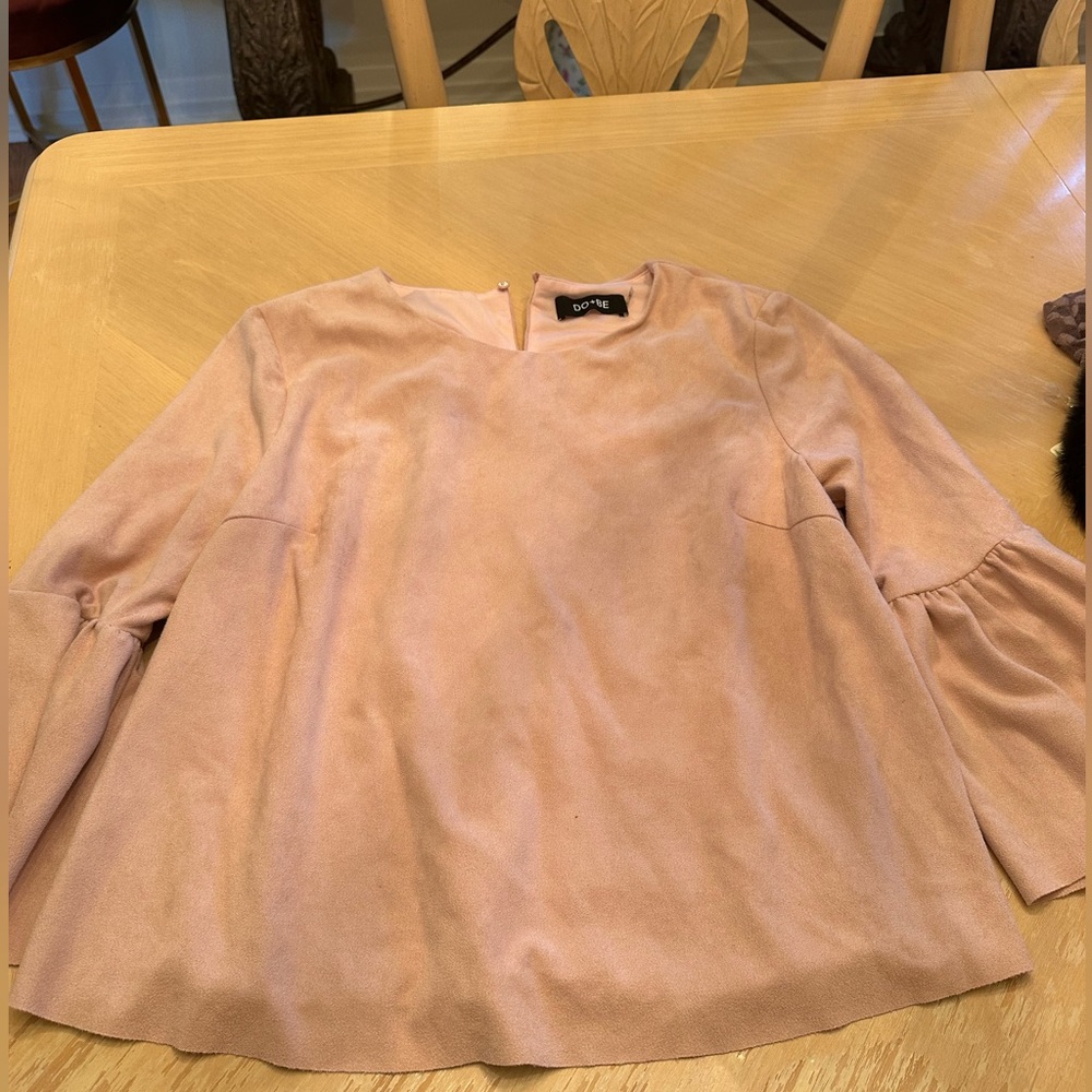 Do Be baby pink faux suede soft top